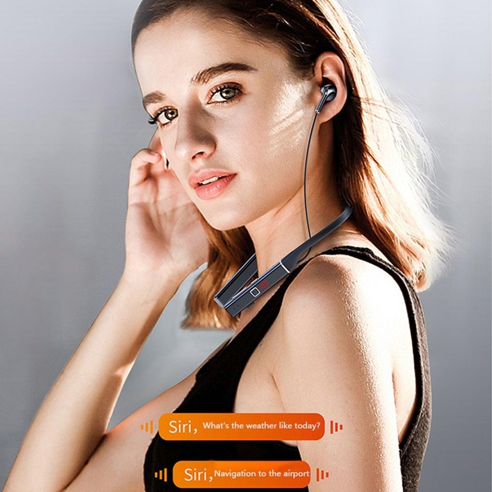 Bluetooth-Compatible Magnetic Neckband Headphone Wireless Earphone Sport Headset Noise Cancelling Microphone Bluetooth Over Ear Headphones, Wireless 5.0/Wired Headset, 55Hrs Playtime, Hi-Fi Stereo Deep Bass, Soft Earmuffs & Light Weight Stevvex