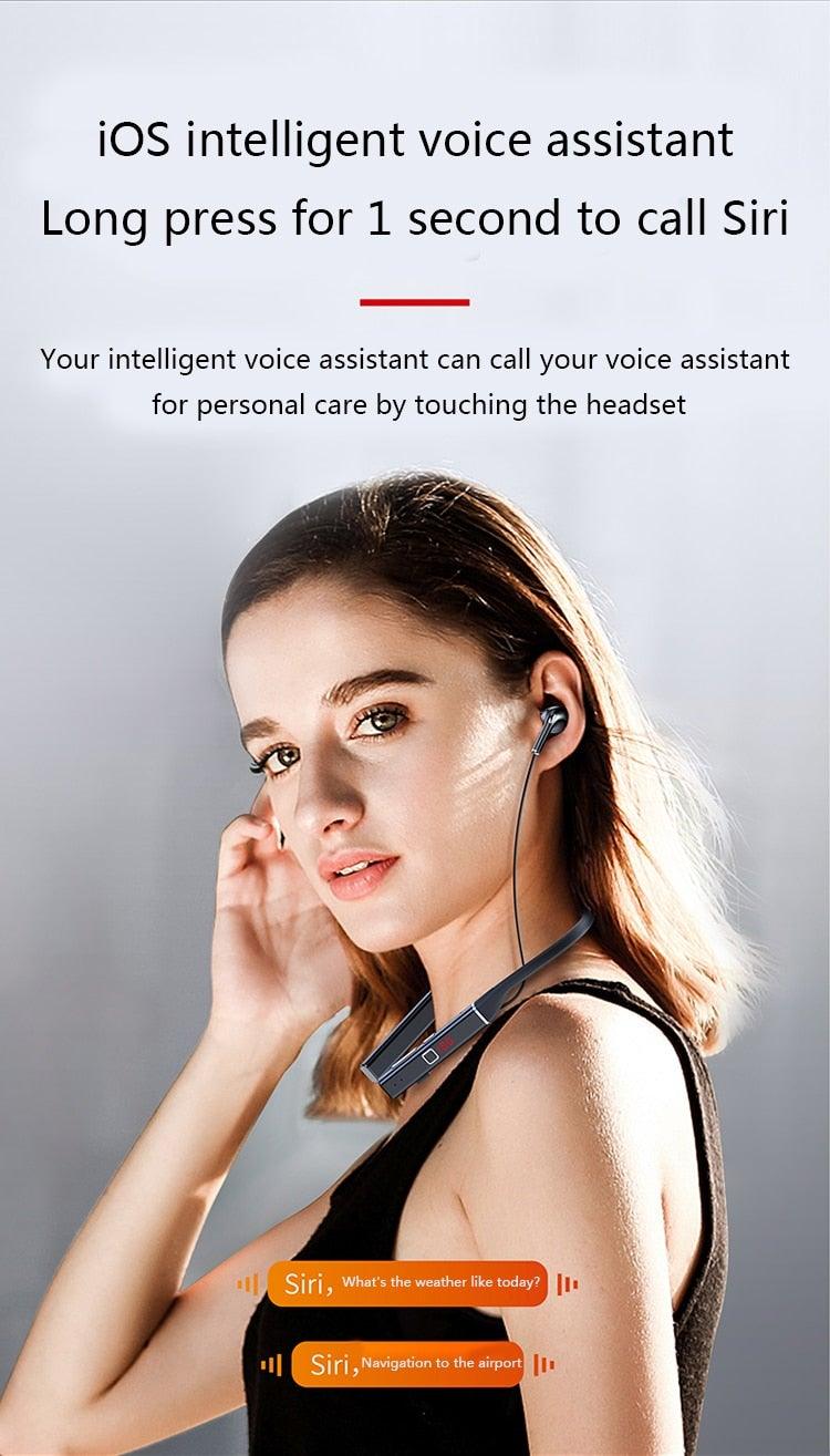 Bluetooth-Compatible Magnetic Neckband Headphone Wireless Earphone Sport Headset Noise Cancelling Microphone Bluetooth Over Ear Headphones, Wireless 5.0/Wired Headset, 55Hrs Playtime, Hi-Fi Stereo Deep Bass, Soft Earmuffs & Light Weight Stevvex