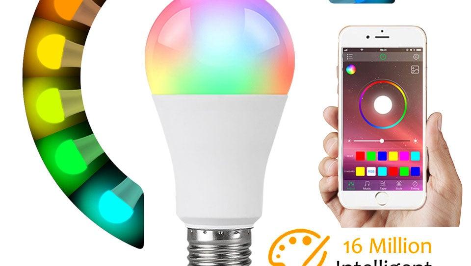 Bluetooth E27 LED Bulb RGB Smart Light Bulbs 15W B22 RGBW RGBWW Lampada Colorful Dimmable Phone APP Control LED Lamp For Home WiFi & Bluetooth 5.0, Compatible w/ Alexa & Google Without Hub, Dimmable, Music Sync, Schedules, Color Changing Light Bulb RGBW Stevvex