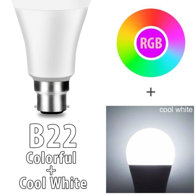 Bluetooth E27 LED Bulb RGB Smart Light Bulbs 15W B22 RGBW RGBWW Lampada Colorful Dimmable Phone APP Control LED Lamp For Home WiFi & Bluetooth 5.0, Compatible w/ Alexa & Google Without Hub, Dimmable, Music Sync, Schedules, Color Changing Light Bulb RGBW Stevvex