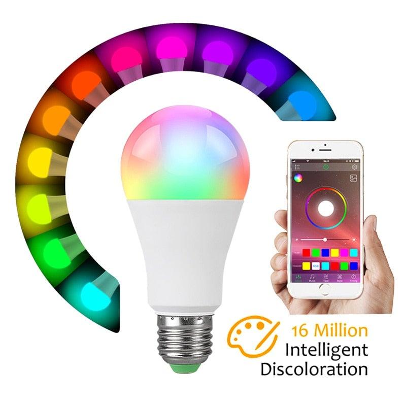 Bluetooth E27 LED Bulb RGB Smart Light Bulbs 15W B22 RGBW RGBWW Lampada Colorful Dimmable Phone APP Control LED Lamp For Home WiFi & Bluetooth 5.0, Compatible w/ Alexa & Google Without Hub, Dimmable, Music Sync, Schedules, Color Changing Light Bulb RGBW Stevvex