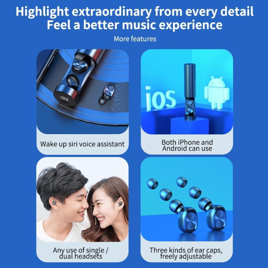 Bluetooth Earphones Wireless Headphones With Microphone Sports Waterproof Touch Control Wireless Headsets Earbuds Phone Updated Design with Industry Leading Sound & Improved Comfort, Long Wireless Range, Stevvex