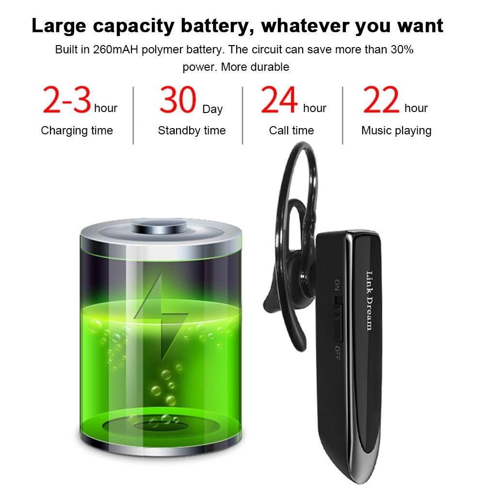 Bluetooth Earpiece V5.0 Wireless Handsfree Headset With Microphone 24 Hrs Driving Headset 30 Days Standby Time Bluetooth Music Headset Waterproof Earphone Works On All Smartphones Sport Wireless Earphones Stevvex