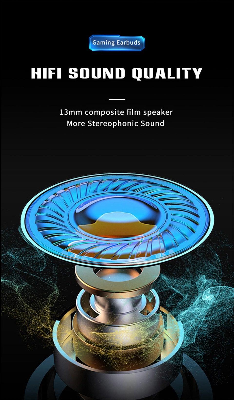 Bluetooth Game Headset Mobile Game 65ms Low Latency Chicken Winner True Wireless Earbuds with Mic Gaming Bluetooth Headphones Touch Control  Eating Competitive Stereo Noise Reduction Earphones With Mic Stevvex