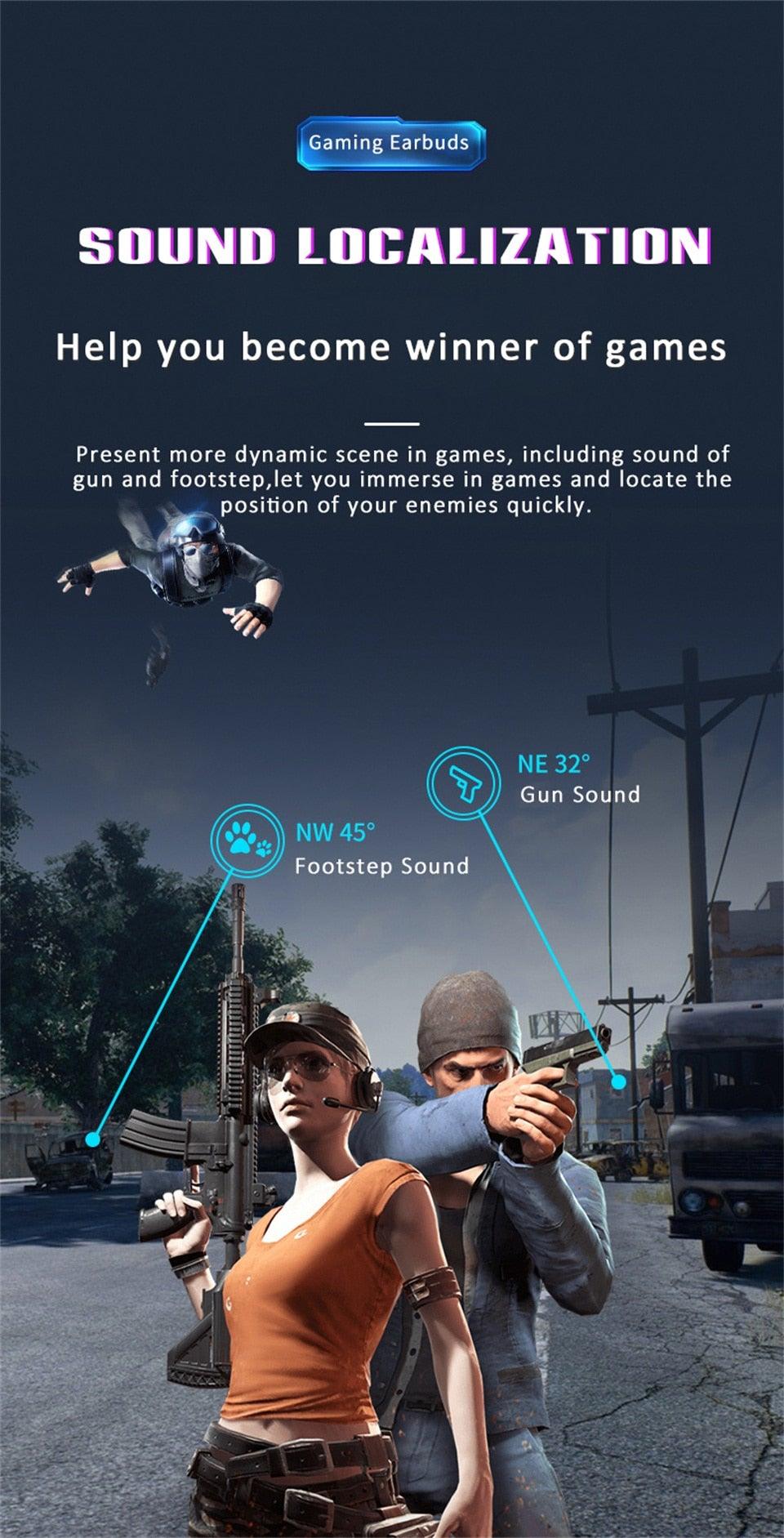 Bluetooth Game Headset Mobile Game 65ms Low Latency Chicken Winner True Wireless Earbuds with Mic Gaming Bluetooth Headphones Touch Control  Eating Competitive Stereo Noise Reduction Earphones With Mic Stevvex