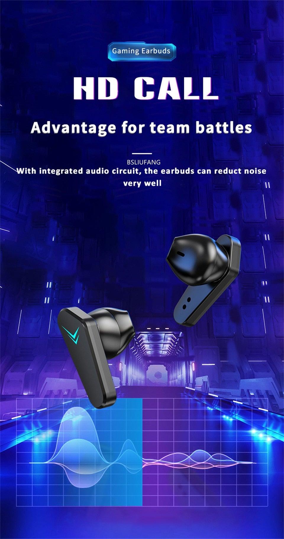 Bluetooth Game Headset Mobile Game 65ms Low Latency Chicken Winner True Wireless Earbuds with Mic Gaming Bluetooth Headphones Touch Control  Eating Competitive Stereo Noise Reduction Earphones With Mic Stevvex