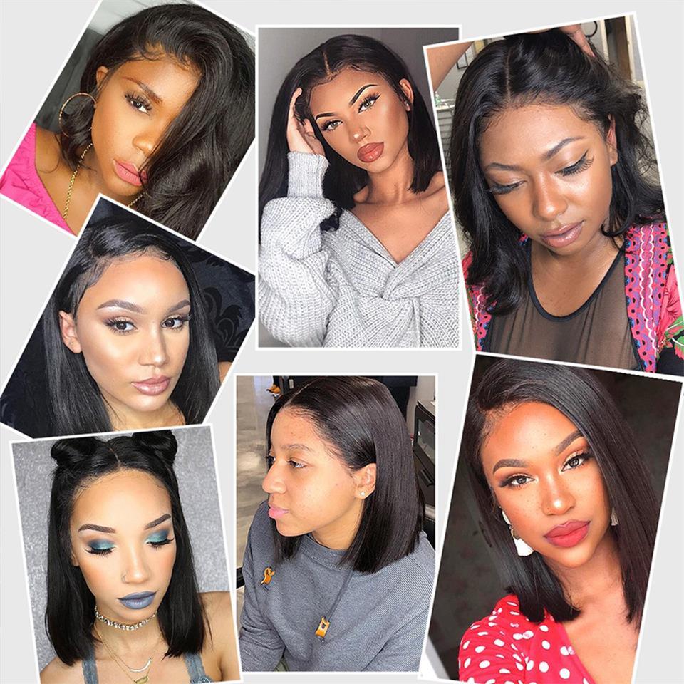 Bob Wig Short Lace Front Human Hair Wigs For Women Brazilian Bone Straight Frontal Wig Short Pixie Cut Human Hair Wigs For Black Women Gifts for Girlfriends Stevvex