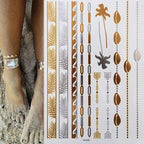 Body Tattoo Art Painting Stickers Glitter Gold Silver Temporary Waterproof Nontoxic Long Lasting Tattoos Stevvex
