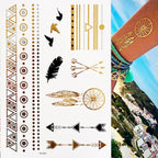 Body Tattoo Art Painting Stickers Glitter Gold Silver Temporary Waterproof Nontoxic Long Lasting Tattoos Stevvex