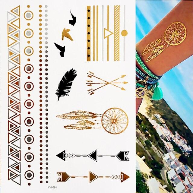 Body Tattoo Art Painting Stickers Glitter Gold Silver Temporary Waterproof Nontoxic Long Lasting Tattoos Stevvex