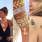 Body Tattoo Art Painting Stickers Glitter Gold Silver Temporary Waterproof Nontoxic Long Lasting Tattoos Stevvex