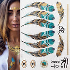 Body Tattoo Art Painting Stickers Glitter Gold Silver Temporary Waterproof Nontoxic Long Lasting Tattoos Stevvex