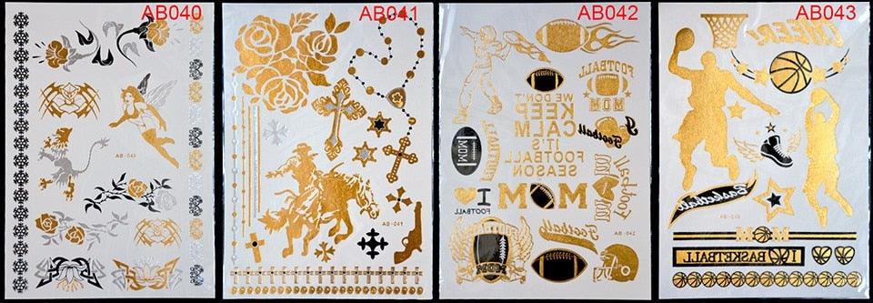 Body Tattoo Art Painting Stickers Glitter Gold Silver Temporary Waterproof Nontoxic Long Lasting Tattoos Stevvex