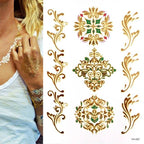 Body Tattoo Art Painting Stickers Glitter Gold Silver Temporary Waterproof Nontoxic Long Lasting Tattoos Stevvex