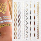 Body Tattoo Art Painting Stickers Glitter Gold Silver Temporary Waterproof Nontoxic Long Lasting Tattoos Stevvex