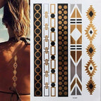Body Tattoo Art Painting Stickers Glitter Gold Silver Temporary Waterproof Nontoxic Long Lasting Tattoos Stevvex