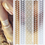 Body Tattoo Art Painting Stickers Glitter Gold Silver Temporary Waterproof Nontoxic Long Lasting Tattoos Stevvex