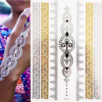 Body Tattoo Art Painting Stickers Glitter Gold Silver Temporary Waterproof Nontoxic Long Lasting Tattoos Stevvex