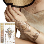 Body Tattoo Art Painting Stickers Glitter Gold Silver Temporary Waterproof Nontoxic Long Lasting Tattoos Stevvex