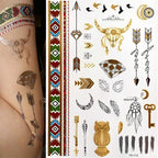 Body Tattoo Art Painting Stickers Glitter Gold Silver Temporary Waterproof Nontoxic Long Lasting Tattoos Stevvex