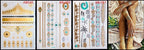 Body Tattoo Art Painting Stickers Glitter Gold Silver Temporary Waterproof Nontoxic Long Lasting Tattoos Stevvex