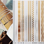 Body Tattoo Art Painting Stickers Glitter Gold Silver Temporary Waterproof Nontoxic Long Lasting Tattoos Stevvex