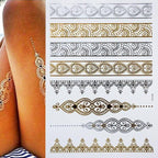Body Tattoo Art Painting Stickers Glitter Gold Silver Temporary Waterproof Nontoxic Long Lasting Tattoos Stevvex