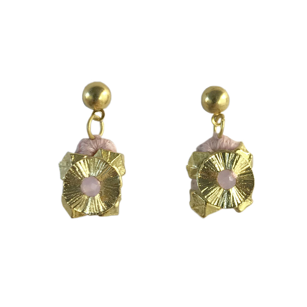 Boho Cotton Thread Flower Earrings Zinc Alloy Dainty 2.5cm Handmade BandsCo Straps