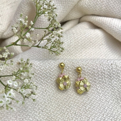 Boho Cotton Thread Flower Earrings Zinc Alloy Dainty 2.5cm Handmade BandsCo Straps