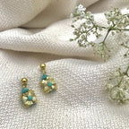 Boho Cotton Thread Flower Earrings Zinc Alloy Dainty 2.5cm Handmade BandsCo Straps