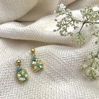 Boho Cotton Thread Flower Earrings Zinc Alloy Dainty 2.5cm Handmade BandsCo Straps
