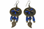 Boho Dreamcatcher Beaded Earrings Orange Turquoise Fringe