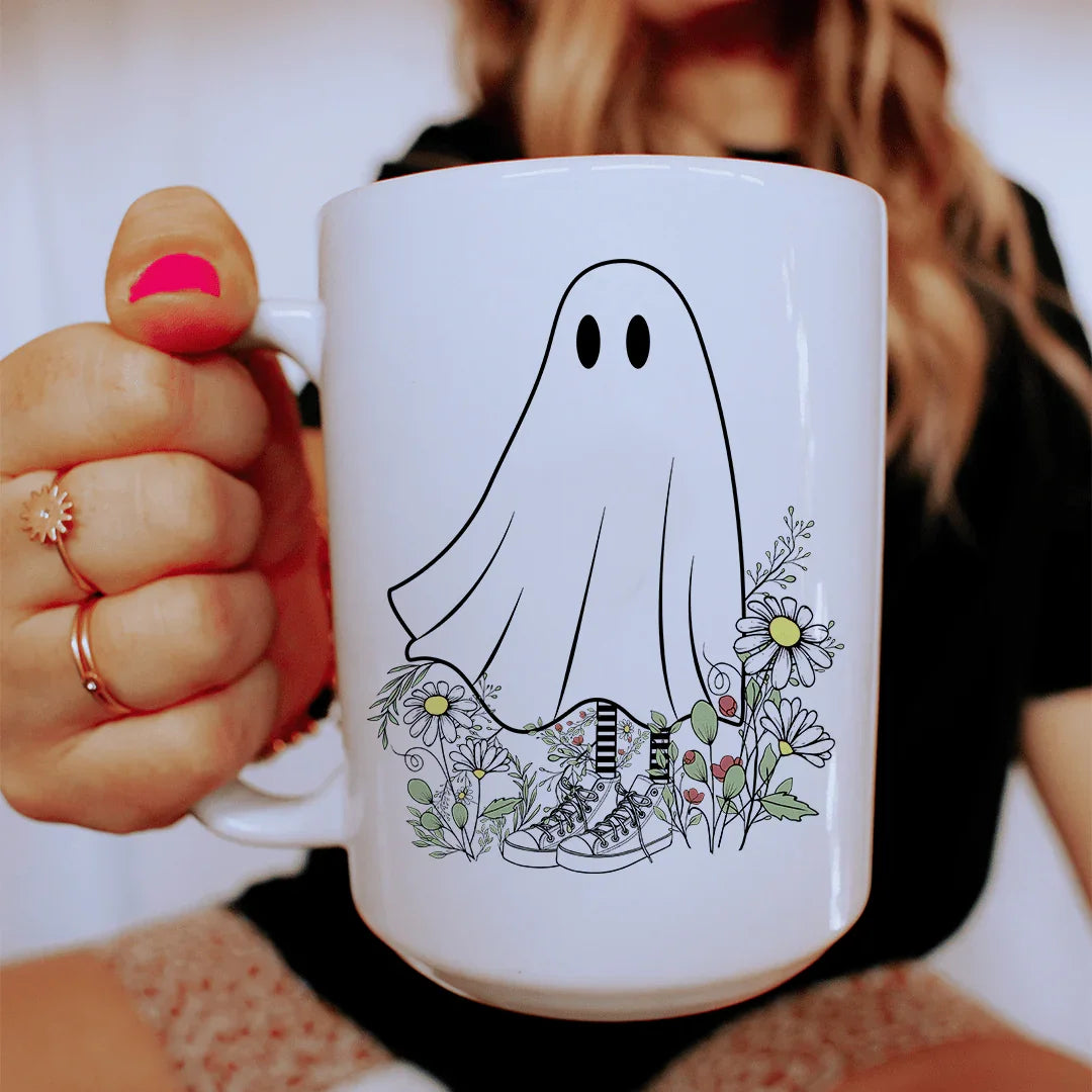 Boho Ghost Ceramic Mug 15 oz Peachy Sunday