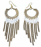 Boho Gold Filigree Jaali Hoop Earrings With Black Beads