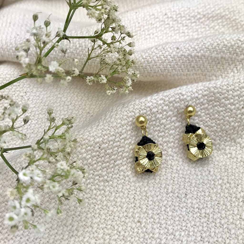 Boho Cotton Thread Flower Earrings Zinc Alloy Dainty 2.5cm Handmade BandsCo Straps
