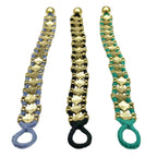 Boho Handwoven Diamond Motif Bracelet Cotton Thread Zinc Alloy Adjustable BandsCo Straps