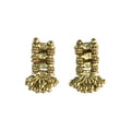 Boho Indian Drop Earrings Woven Metal Beads Cotton Thread 1in BandsCo Straps