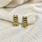 Boho Indian Drop Earrings Woven Metal Beads Cotton Thread 1in BandsCo Straps