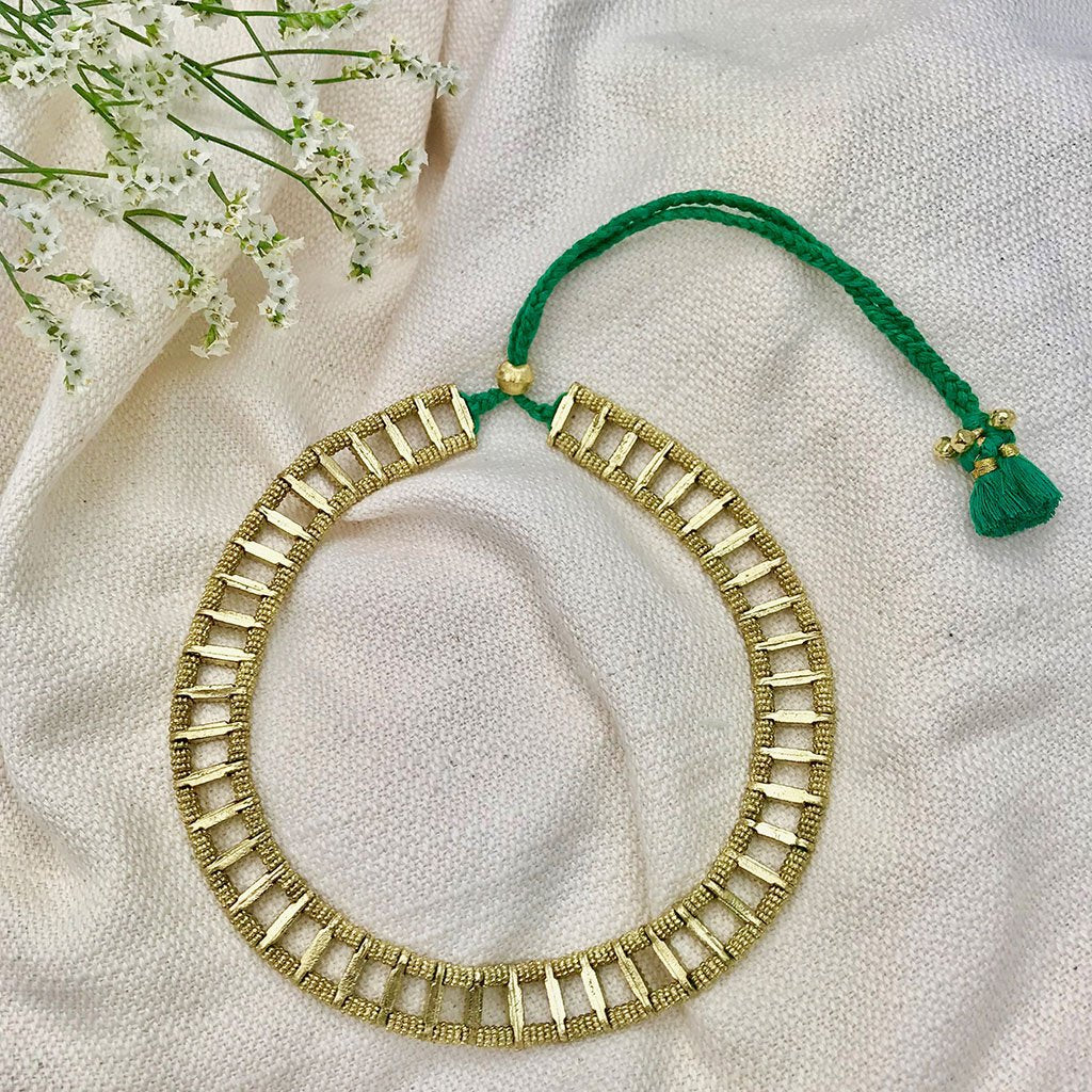 Statement Maya Collar Necklace Boho Indian Inspired Cotton Tassel Back Drape BandsCo Straps