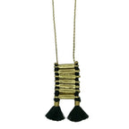 Temple Necklace Boho Indian Oxidized Zinc Alloy Cotton Tassel 17in Handmade BandsCo Straps