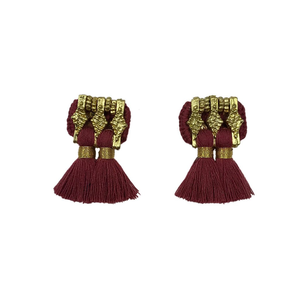 Jhumka Tassel Earrings Boho Handmade Cotton Tassels Zinc Alloy 4 Colors BandsCo Straps