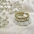Boho Kyra Tassel Cuff Bracelet 7 Inch Handwoven Metal Beads Cotton Tassels BandsCo Straps