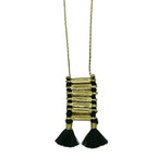 Temple Necklace Boho Indian Oxidized Zinc Alloy Cotton Tassel 17in Handmade BandsCo Straps