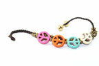 Boho Peace Symbol Bracelet Turquoise Bead Macrame Womens