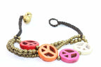 Boho Peace Symbol Bracelet Turquoise Bead Macrame Womens