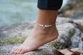 Boho Silver Anklet With White Elephant Pendant Beach