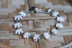 Boho Silver Elephant Anklet White Beaded Charm Chain Beach