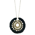 Tassel Halo Necklace Cotton Tassel Boho Statement Pendant 18.5in Chain BandsCo Straps