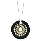 Tassel Halo Necklace Cotton Tassel Boho Statement Pendant 18.5in Chain BandsCo Straps