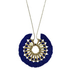 Tassel Halo Necklace Cotton Tassel Boho Statement Pendant 18.5in Chain BandsCo Straps